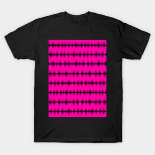 BLACK Equalizer Audio Sounds Waves On Hot Pink T-Shirt